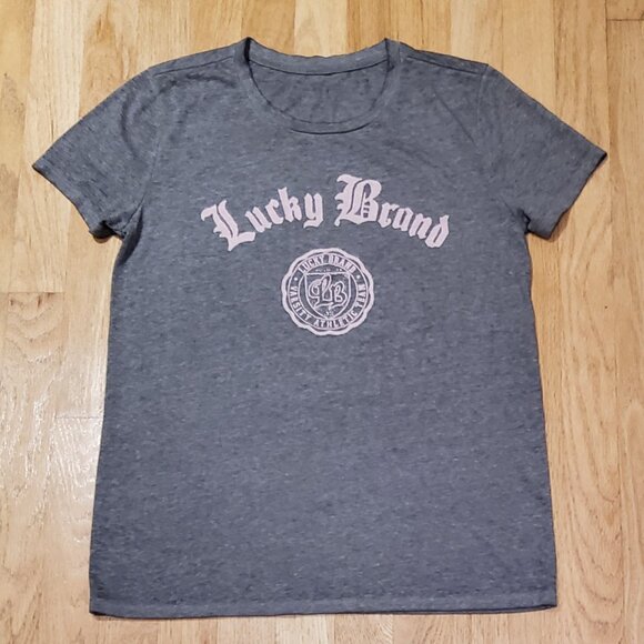 NWOT Lucky Brand Womens Size S Grey T Shirt Graphic Print Size S - Picture 1 of 3